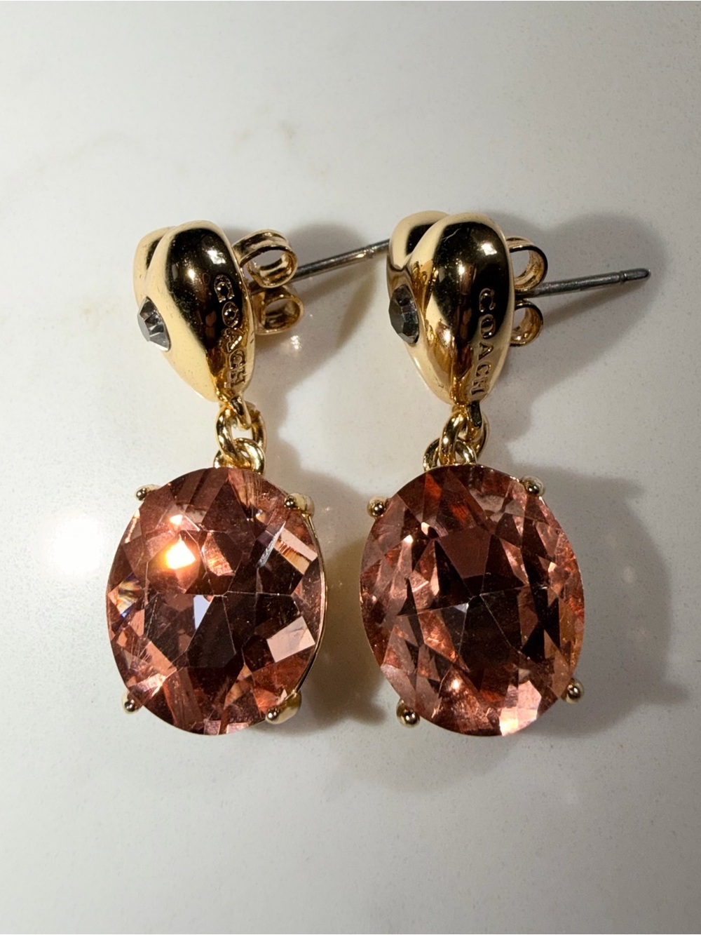 Coach Heart Stone Drop Earrings